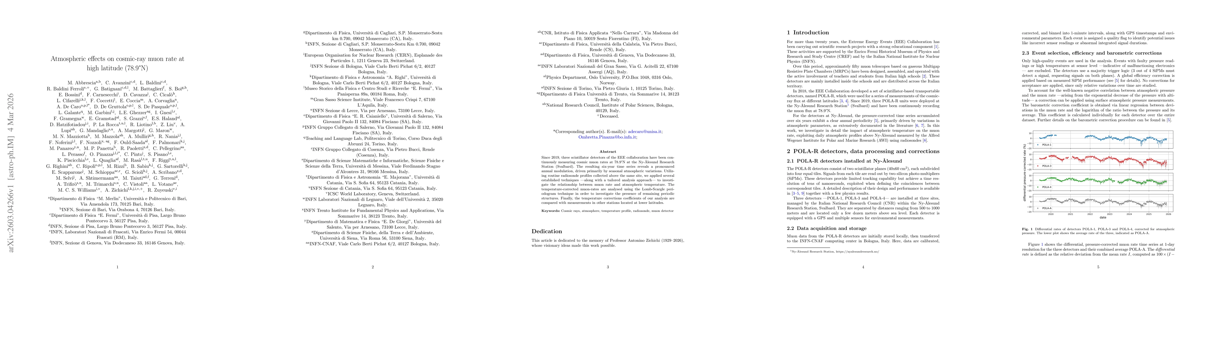 Thumbnail for Atmospheric effects on cosmic-ray muon rate at high latitude (78.9°N)