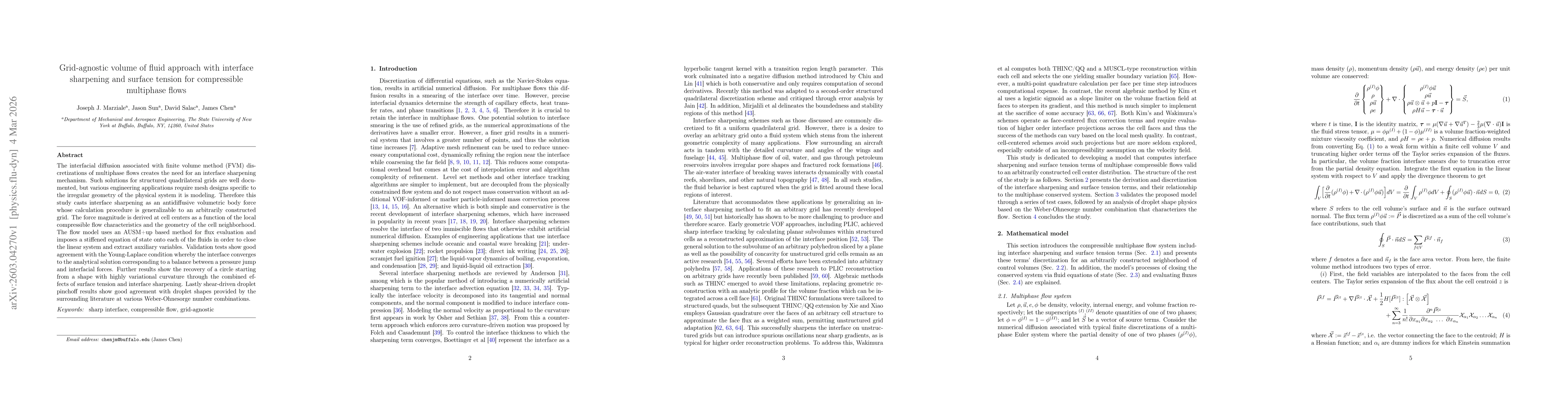 Thumbnail for Grid-agnostic volume of fluid approach with interface sharpening and surface tension for compressible multiphase flows