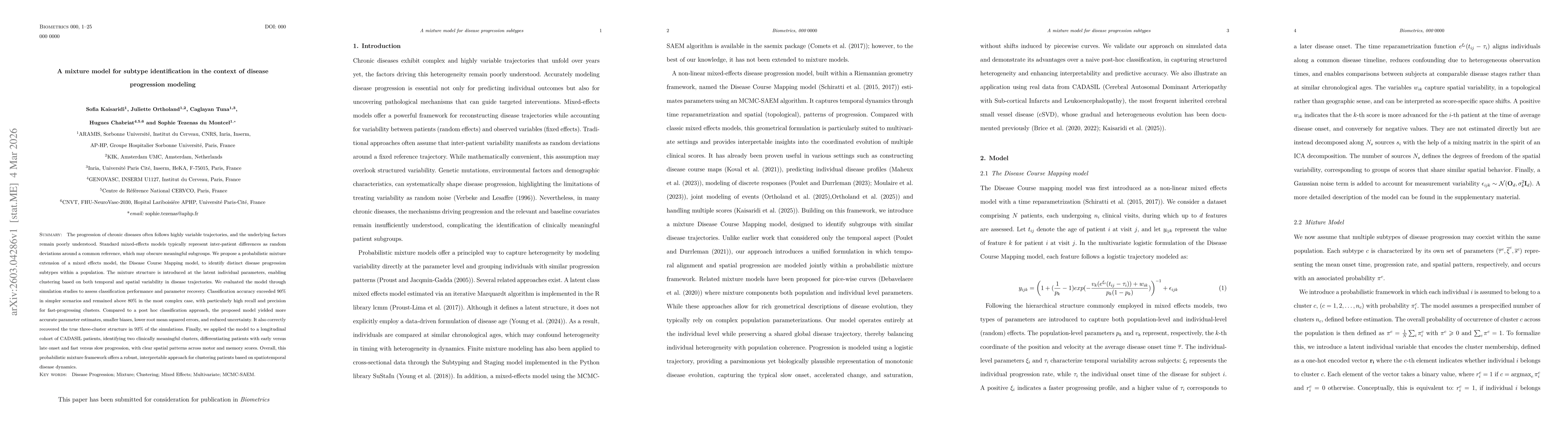 Thumbnail for A mixture model for subtype identification in the context of disease progression modeling