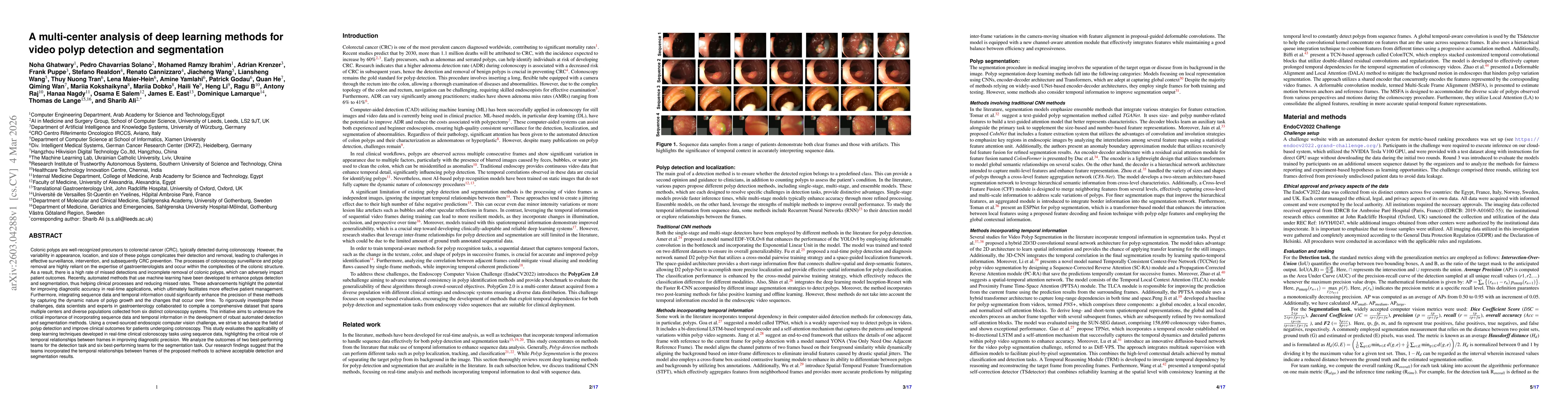 Thumbnail for A multi-center analysis of deep learning methods for video polyp detection and segmentation