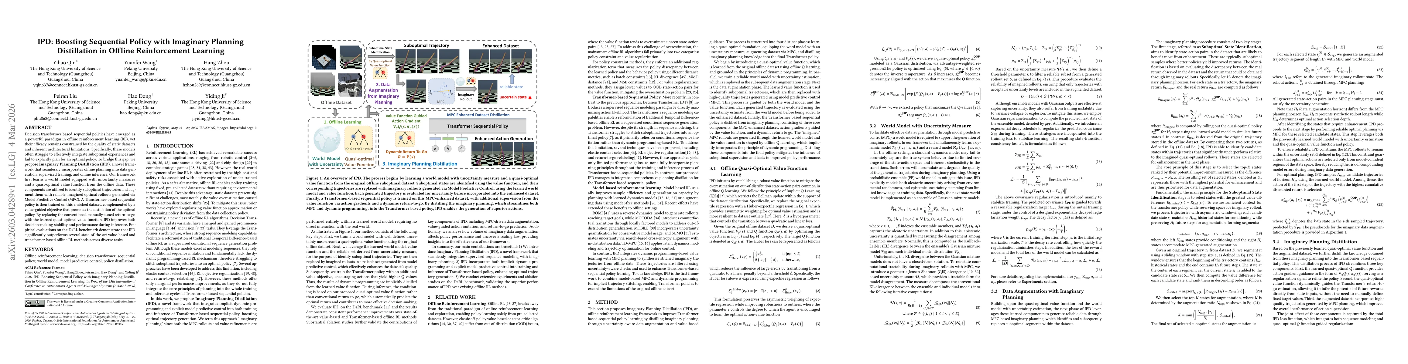 Thumbnail for IPD: Boosting Sequential Policy with Imaginary Planning Distillation in Offline Reinforcement Learning