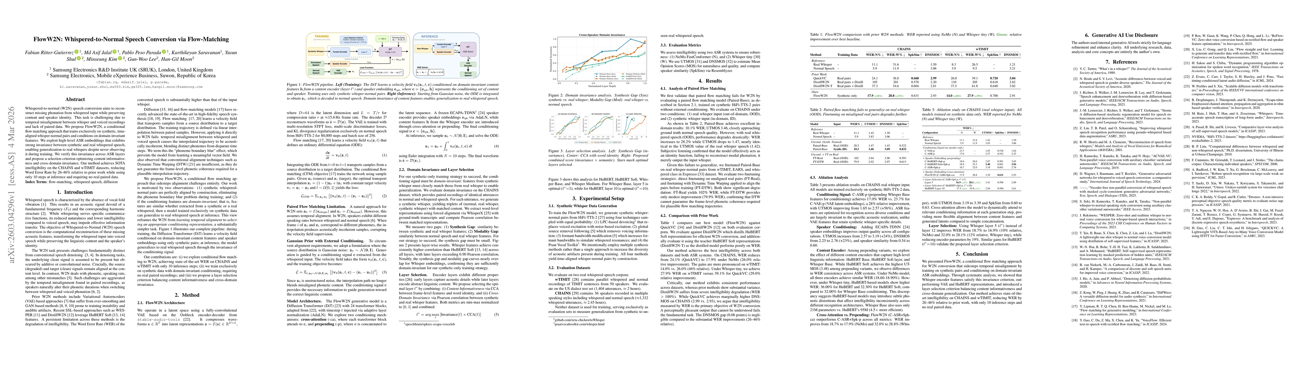 Thumbnail for FlowW2N: Whispered-to-Normal Speech Conversion via Flow-Matching