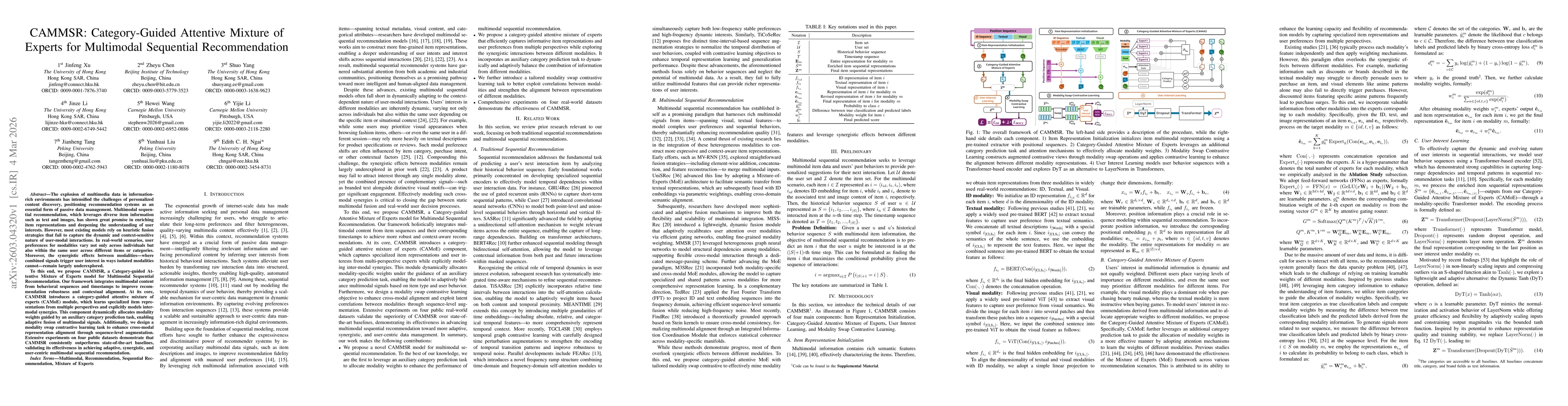Thumbnail for CAMMSR: Category-Guided Attentive Mixture of Experts for Multimodal Sequential Recommendation