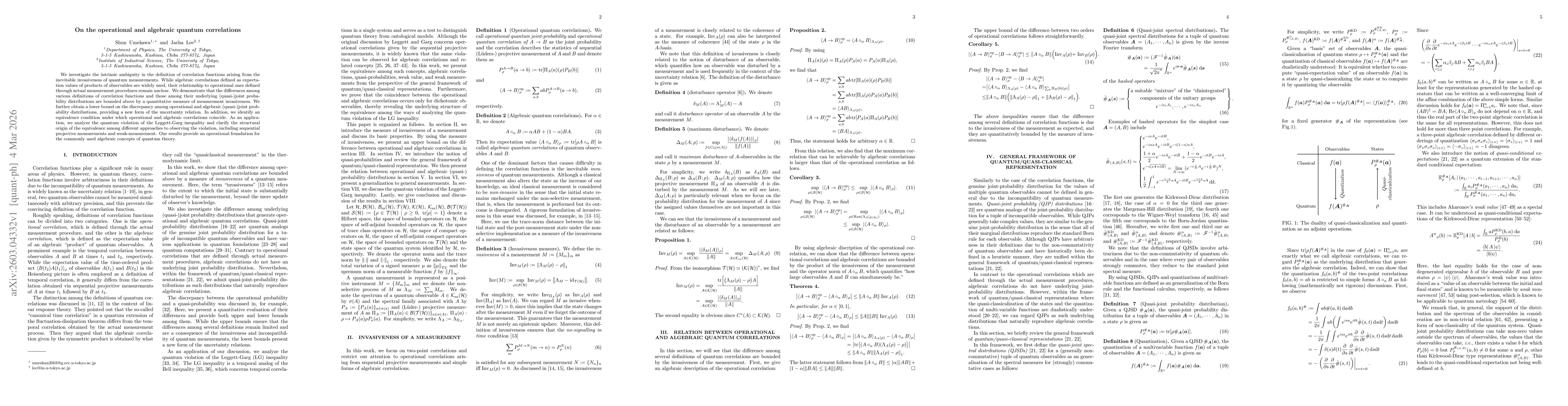 Thumbnail for On the operational and algebraic quantum correlations