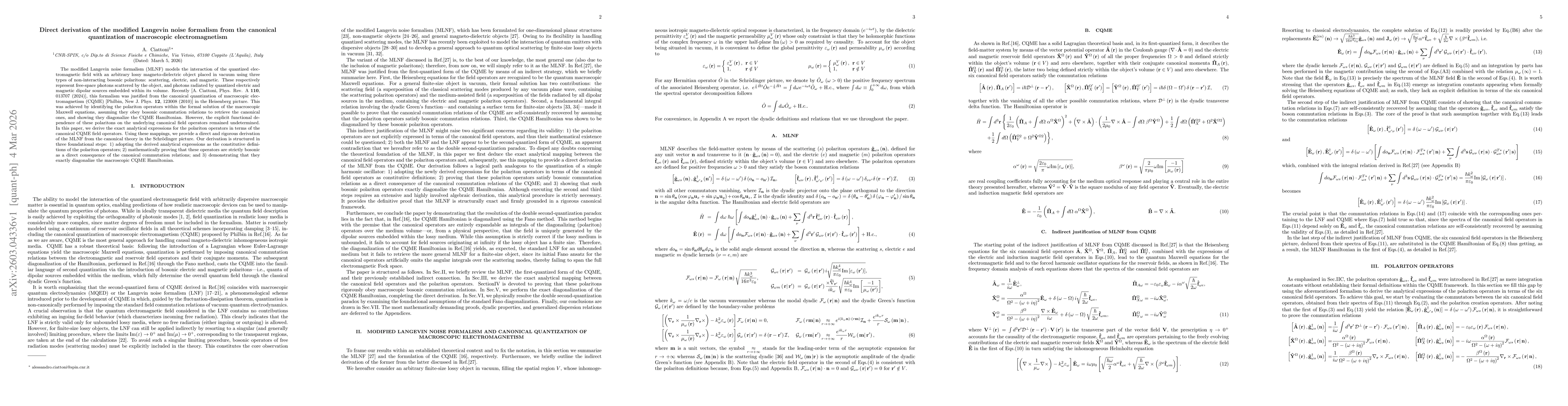 Thumbnail for Direct derivation of the modified Langevin noise formalism from the canonical quantization of macroscopic electromagnetism