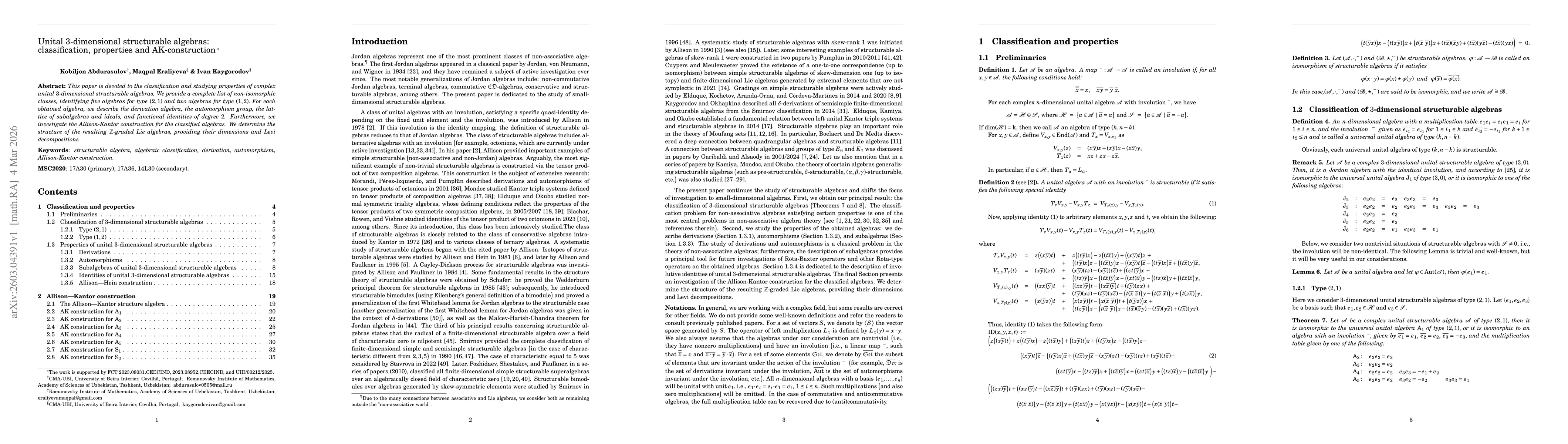 Thumbnail for Unital $3$-dimensional structurable algebras: classification, properties and $\rm{AK}$-construction
