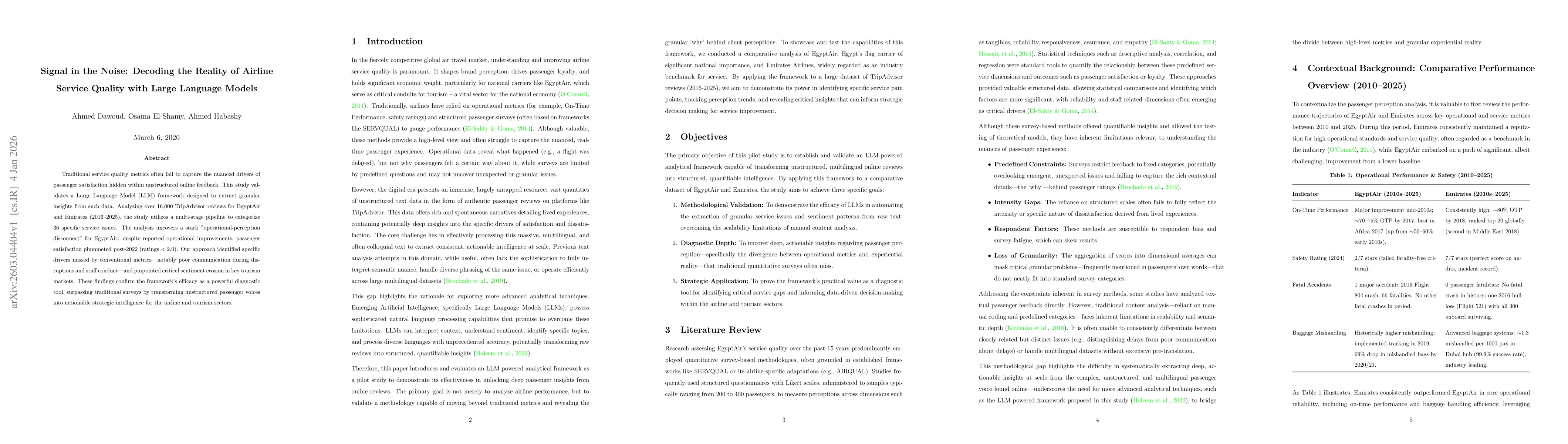 Thumbnail for Signal in the Noise: Decoding the Reality of Airline Service Quality with Large Language Models