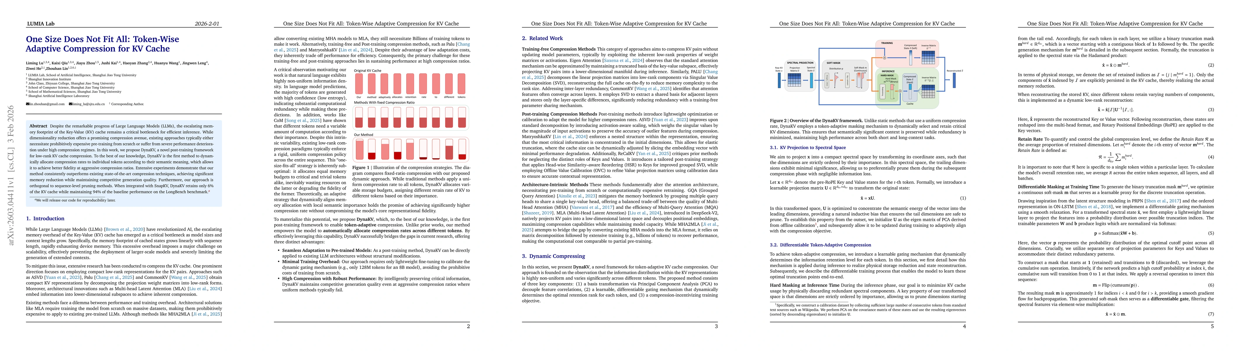 Thumbnail for One Size Does Not Fit All: Token-Wise Adaptive Compression for KV Cache