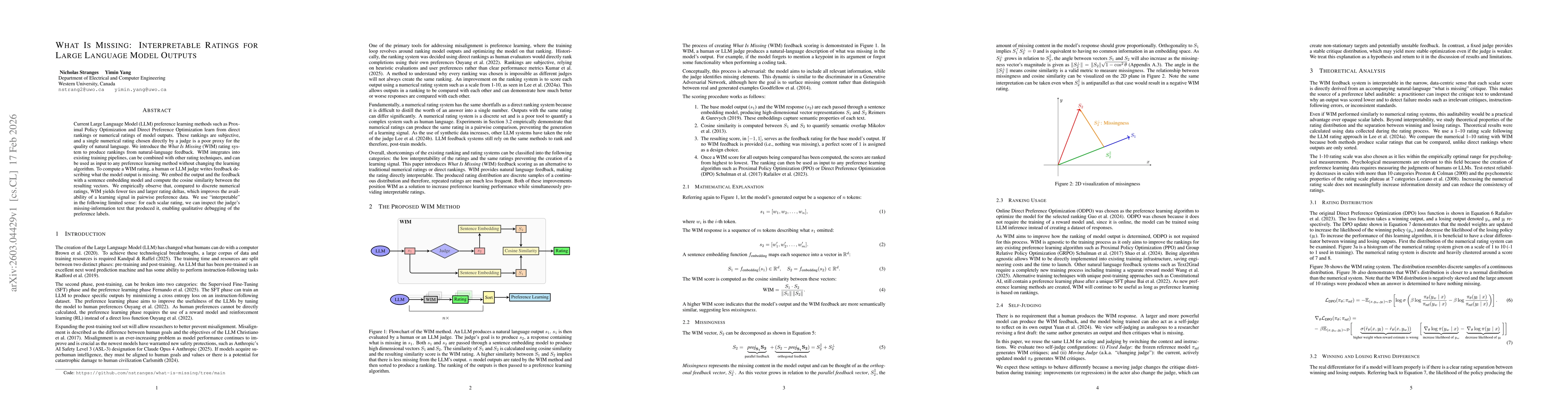 Thumbnail for What Is Missing: Interpretable Ratings for Large Language Model Outputs