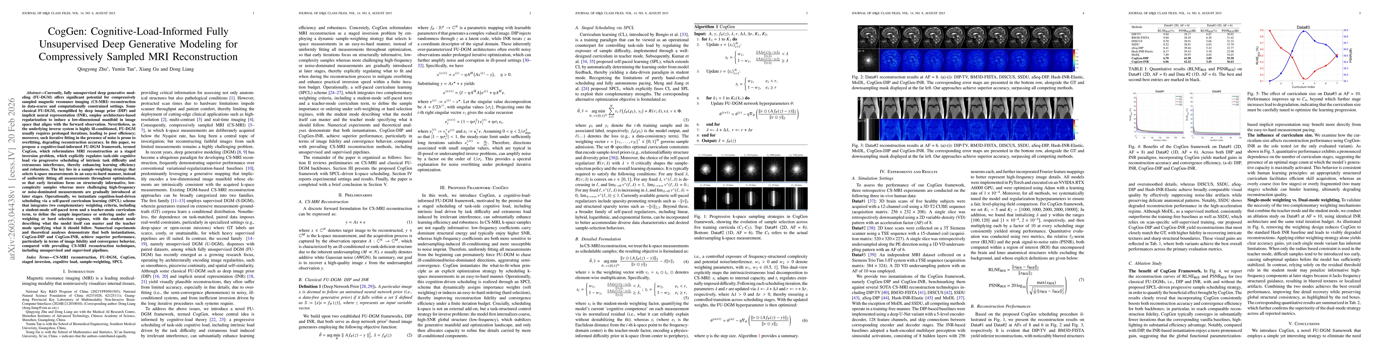 Thumbnail for CogGen: Cognitive-Load-Informed Fully Unsupervised Deep Generative Modeling for Compressively Sampled MRI Reconstruction
