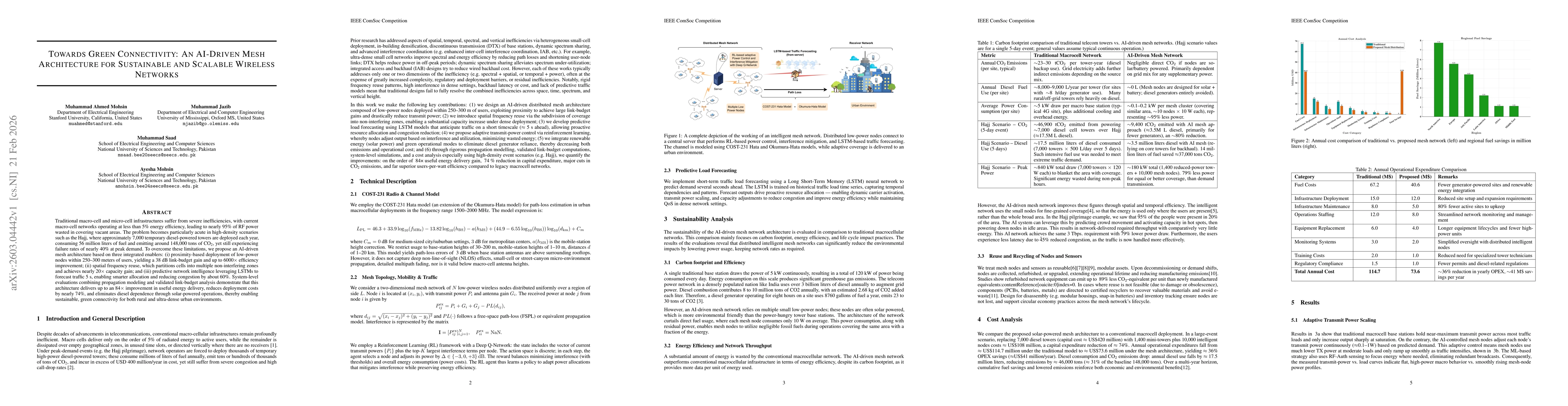 Thumbnail for Towards Green Connectivity: An AI-Driven Mesh Architecture for Sustainable and Scalable Wireless Networks