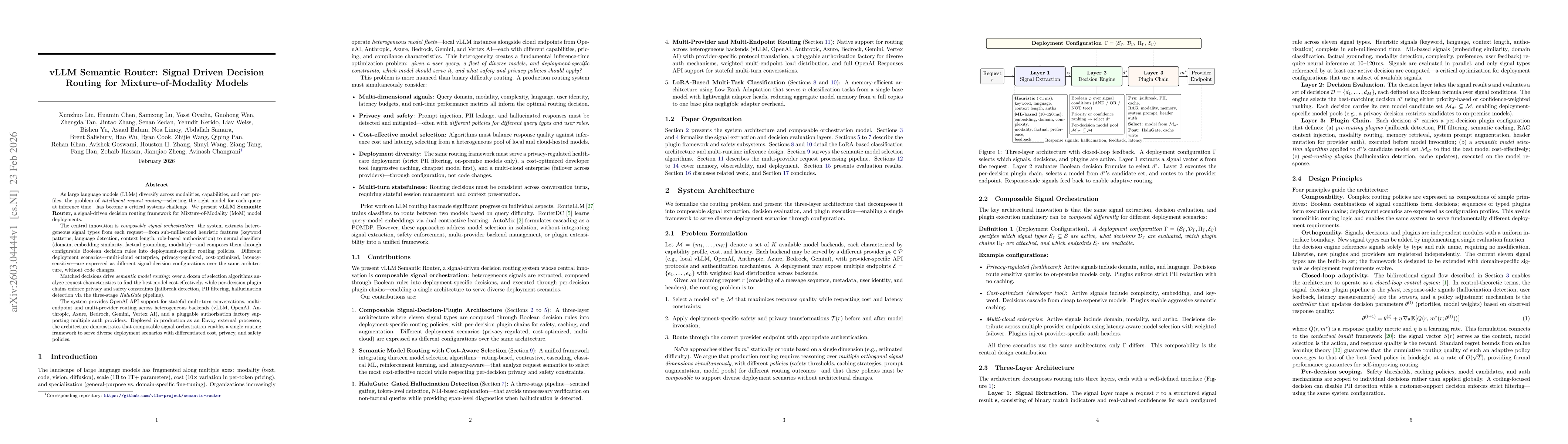 Thumbnail for vLLM Semantic Router: Signal Driven Decision Routing for Mixture-of-Modality Models