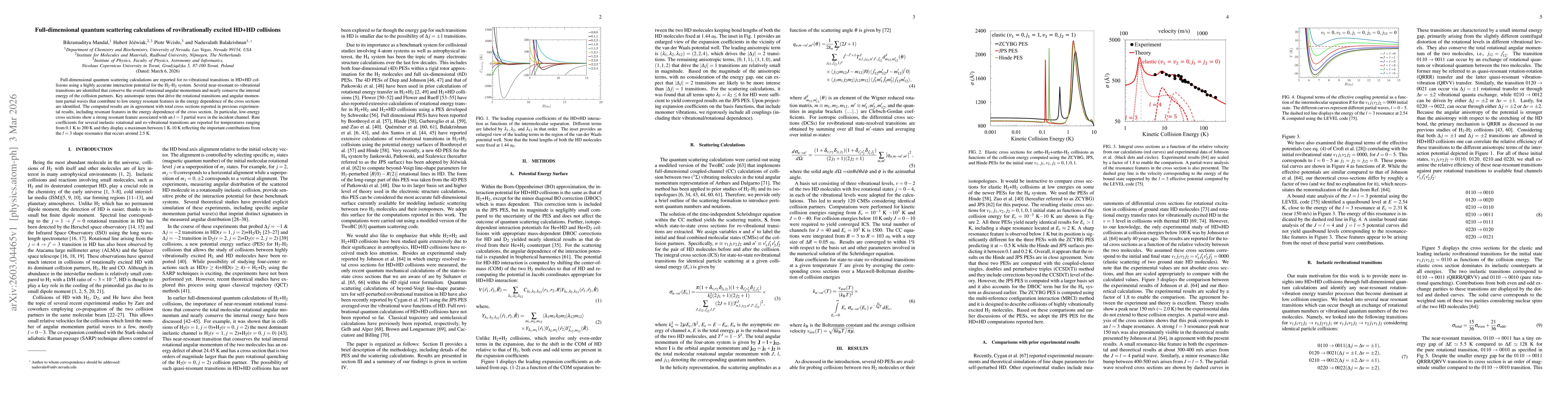 Thumbnail for Full-dimensional quantum scattering calculations of rovibrationally excited HD+HD collisions