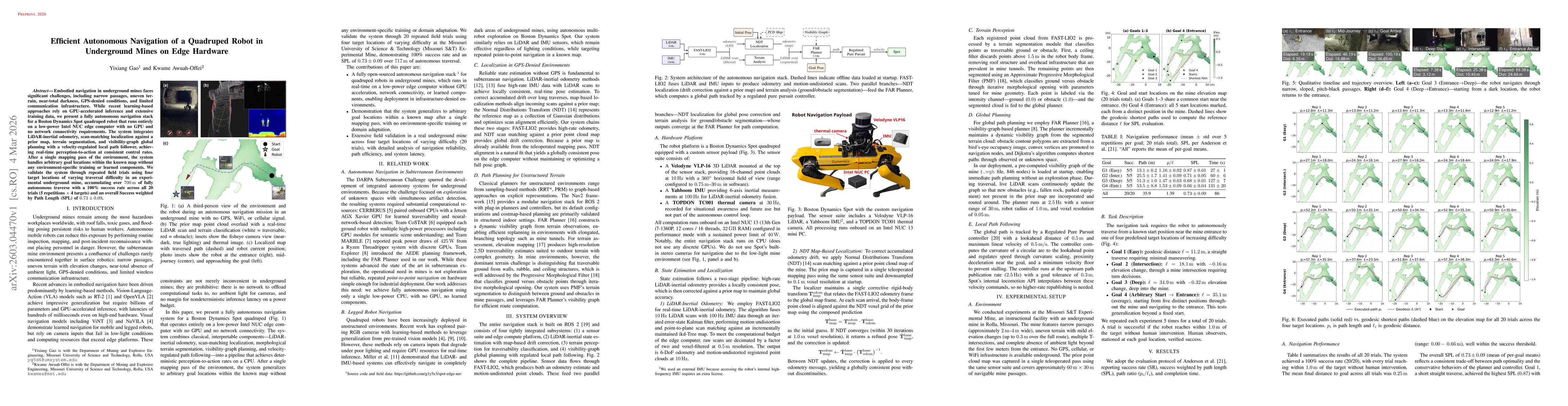 Thumbnail for Efficient Autonomous Navigation of a Quadruped Robot in Underground Mines on Edge Hardware