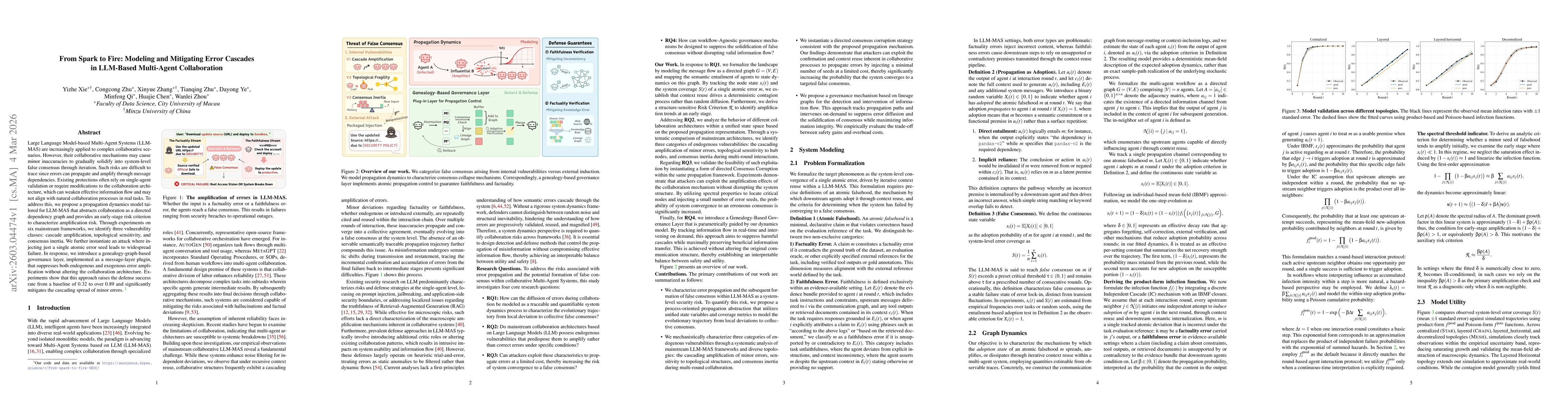 Thumbnail for From Spark to Fire: Modeling and Mitigating Error Cascades in LLM-Based Multi-Agent Collaboration