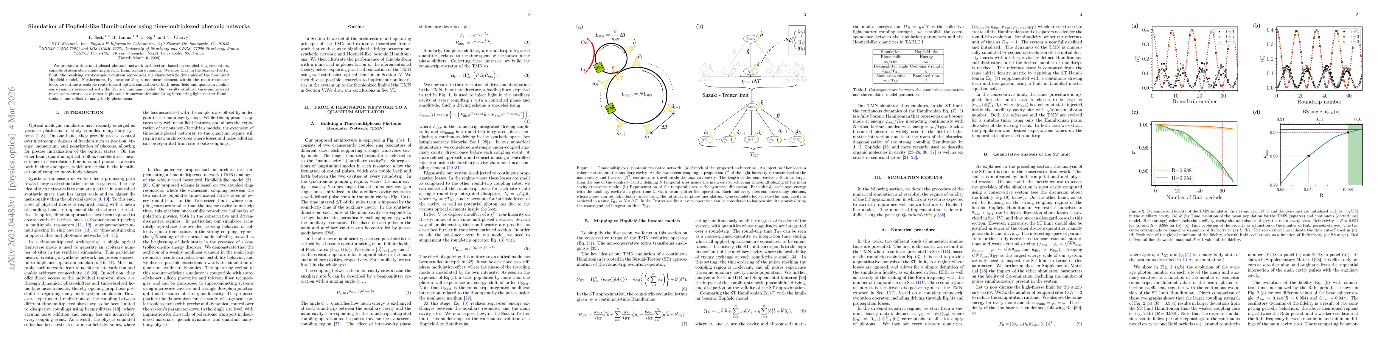 Thumbnail for Simulation of Hopfield-like Hamiltonians using time-multiplexed photonic networks