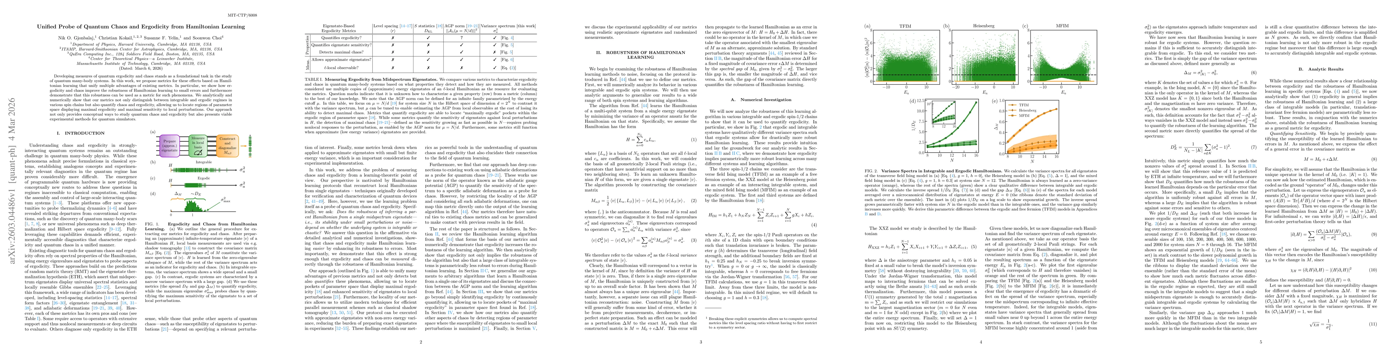 Thumbnail for Unified Probe of Quantum Chaos and Ergodicity from Hamiltonian Learning