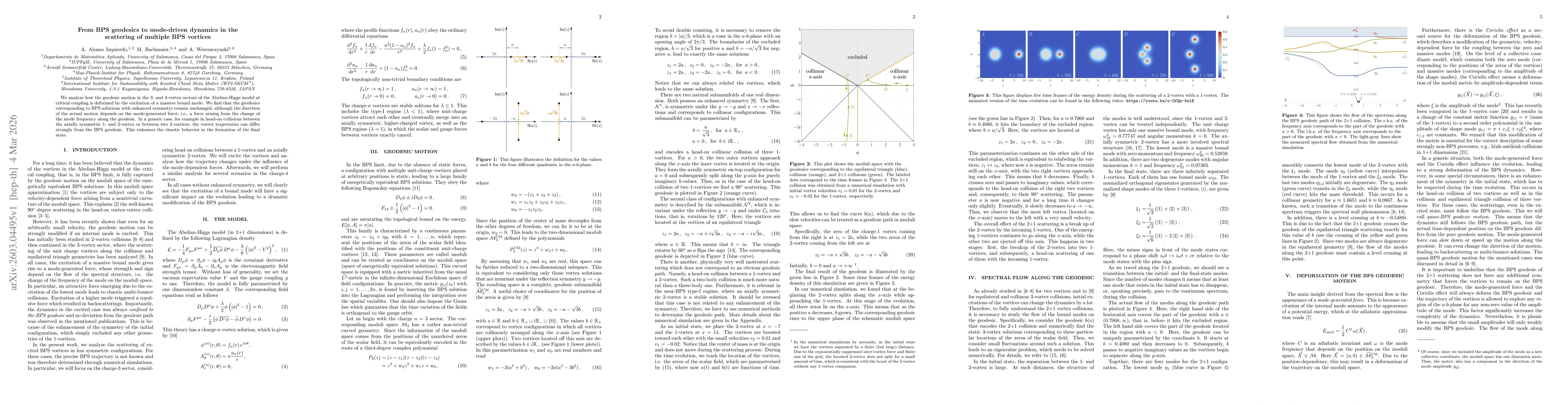 Thumbnail for From BPS geodesics to mode-driven dynamics in the scattering of multiple BPS vortices