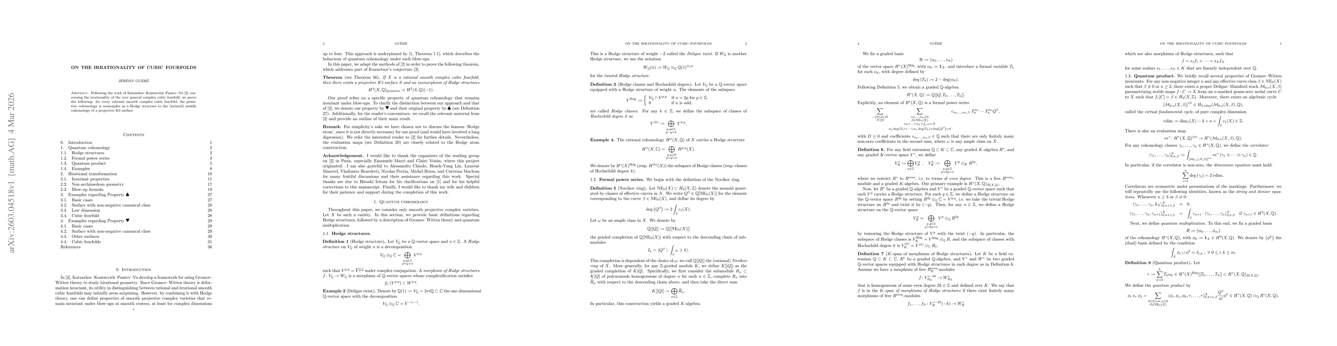 Thumbnail for On the irrationality of cubic fourfolds