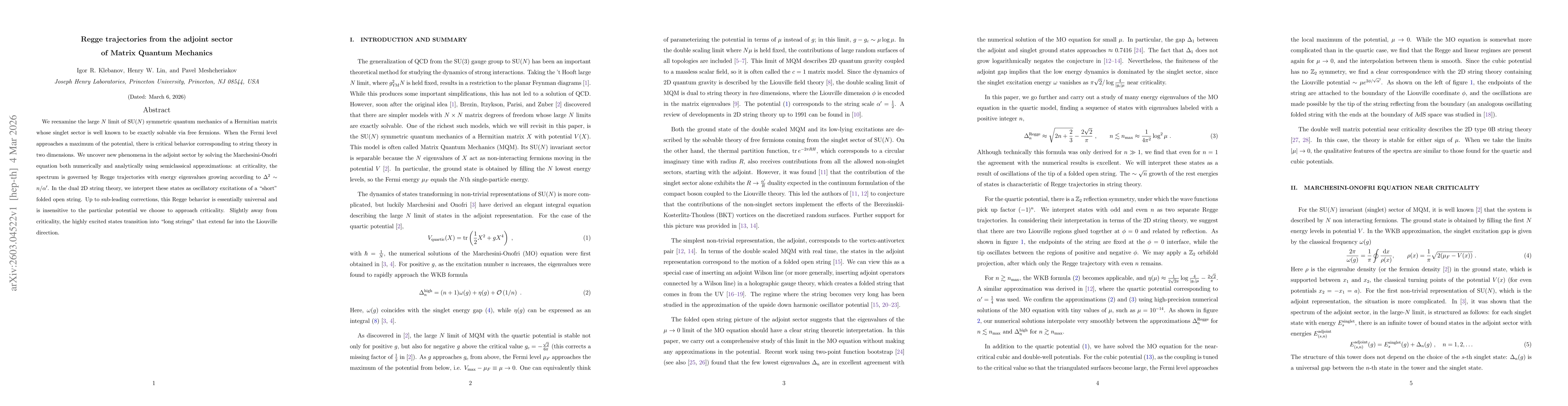 Thumbnail for Regge trajectories from the adjoint sector of Matrix Quantum Mechanics