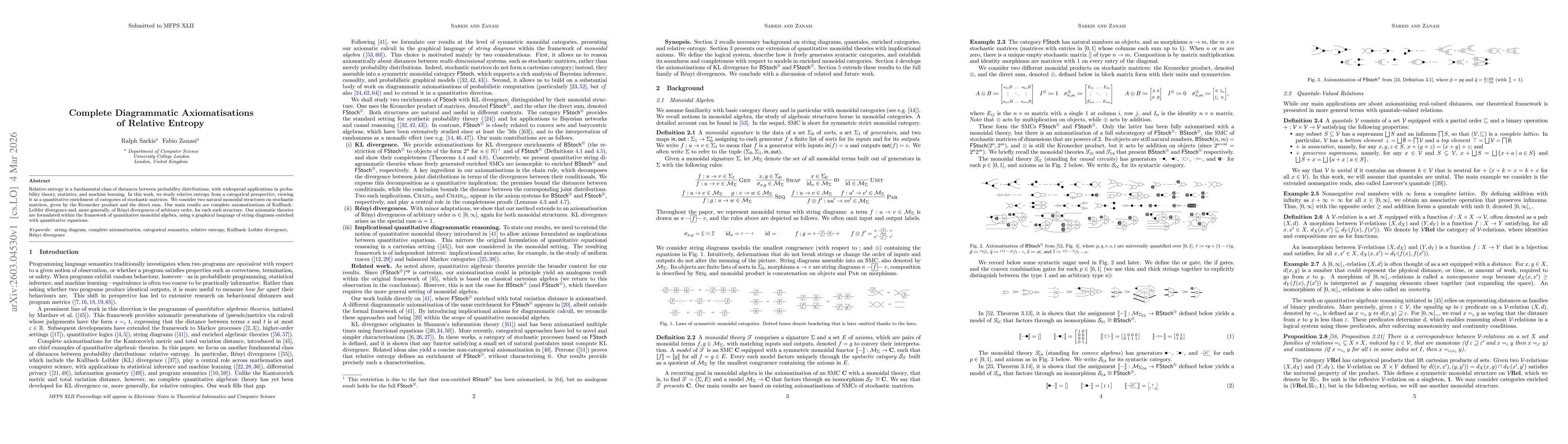 Thumbnail for Complete Diagrammatic Axiomatisations of Relative Entropy