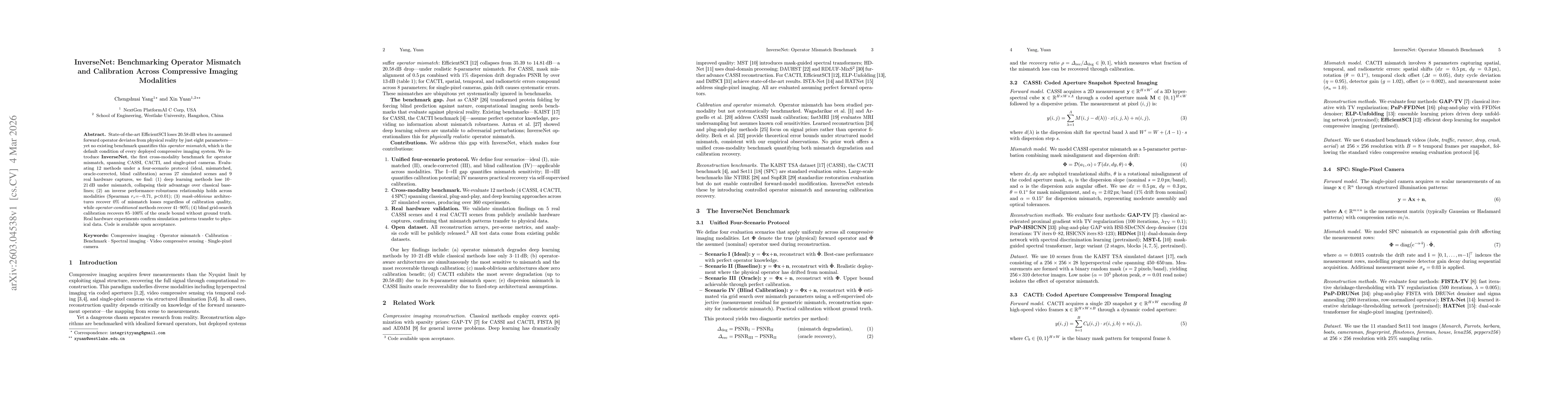 Thumbnail for InverseNet: Benchmarking Operator Mismatch and Calibration Across Compressive Imaging Modalities
