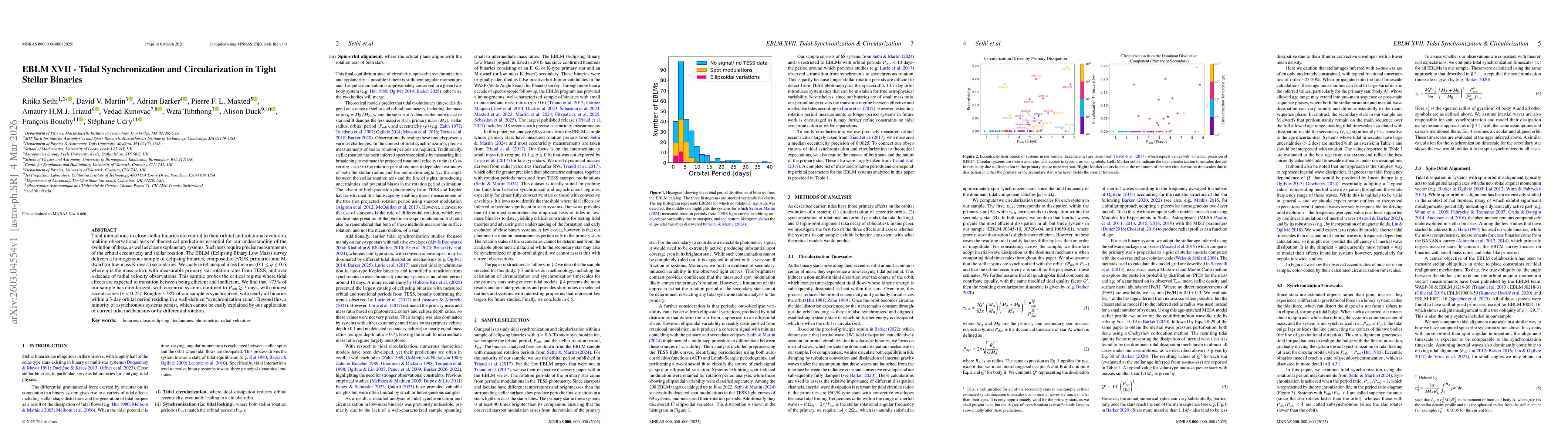 Thumbnail for EBLM XVII - Tidal Synchronization and Circularization in Tight Stellar Binaries