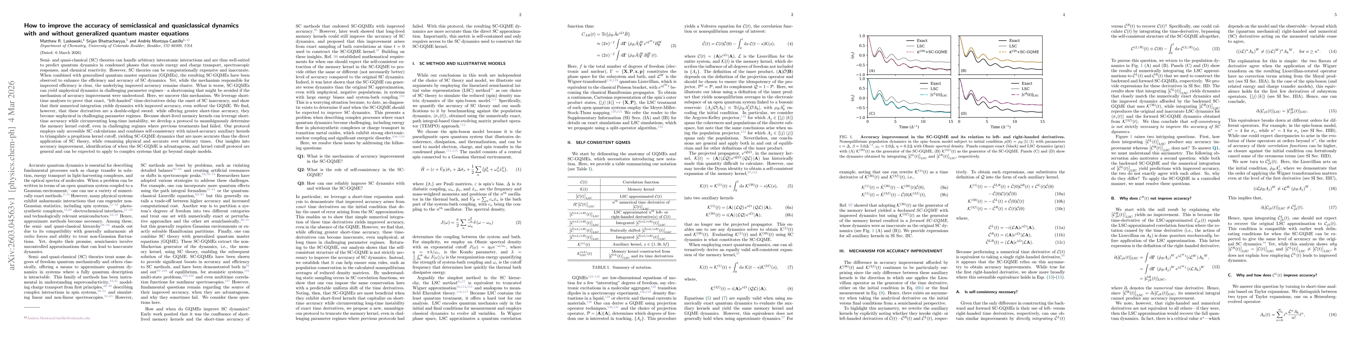 Thumbnail for How to improve the accuracy of semiclassical and quasiclassical dynamics with and without generalized quantum master equations