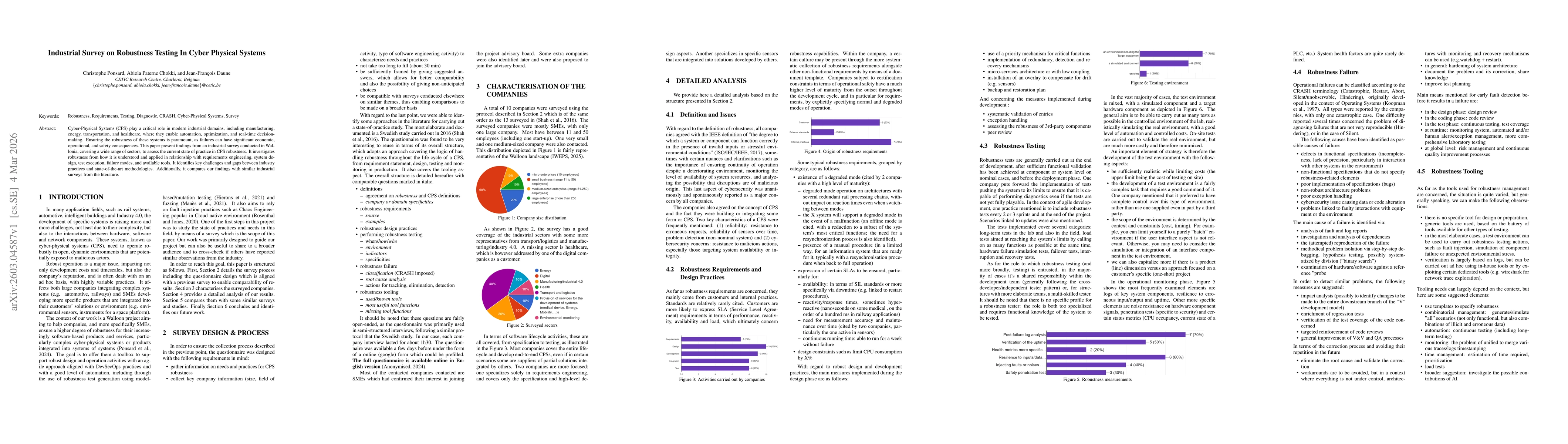 Thumbnail for Industrial Survey on Robustness Testing In Cyber Physical Systems