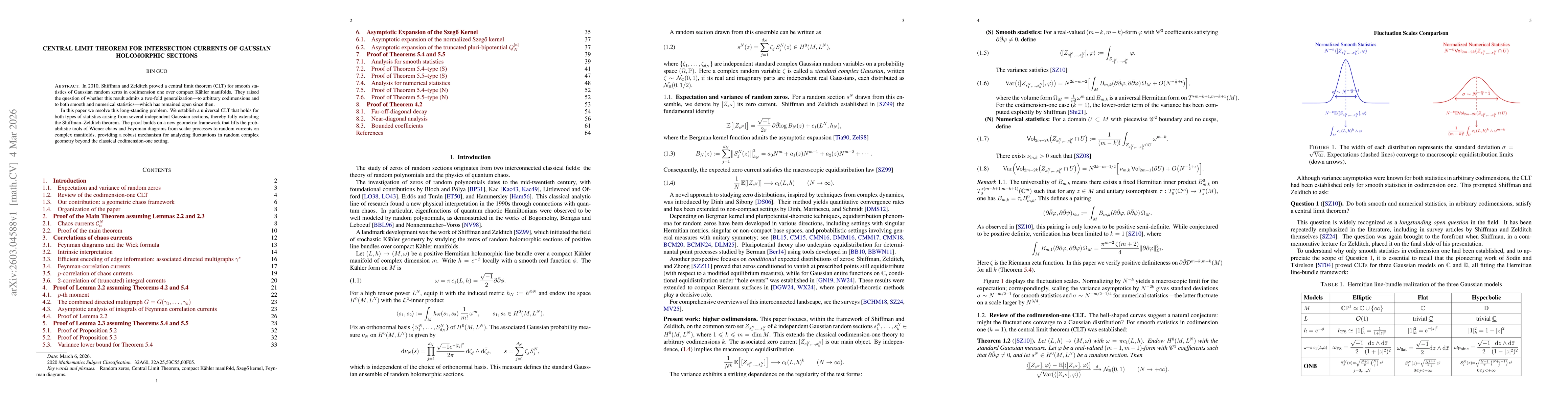 Thumbnail for Central Limit Theorem for Intersection Currents of Gaussian Holomorphic Sections