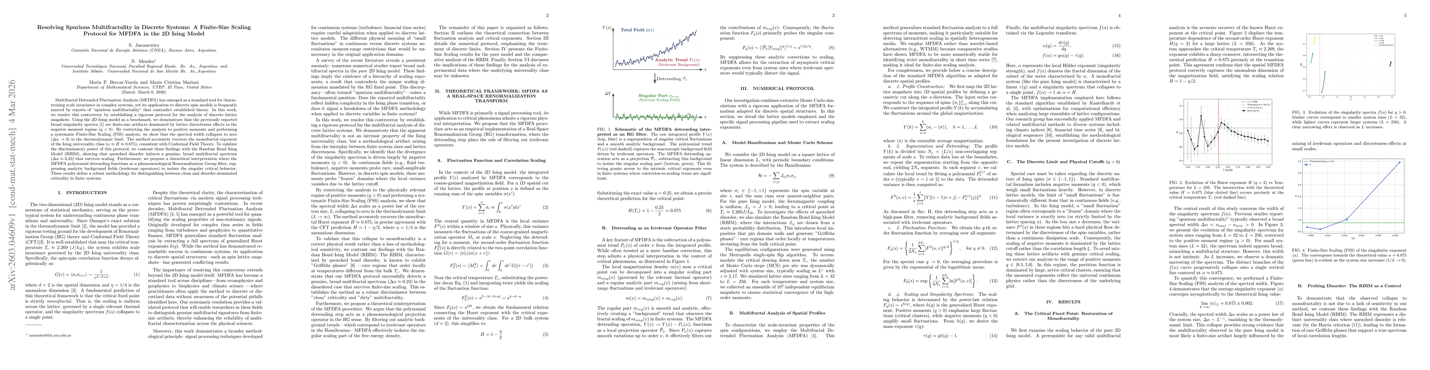 Thumbnail for Resolving Spurious Multifractality in Discrete Systems: A Finite-Size Scaling Protocol for MFDFA in the 2D Ising Model