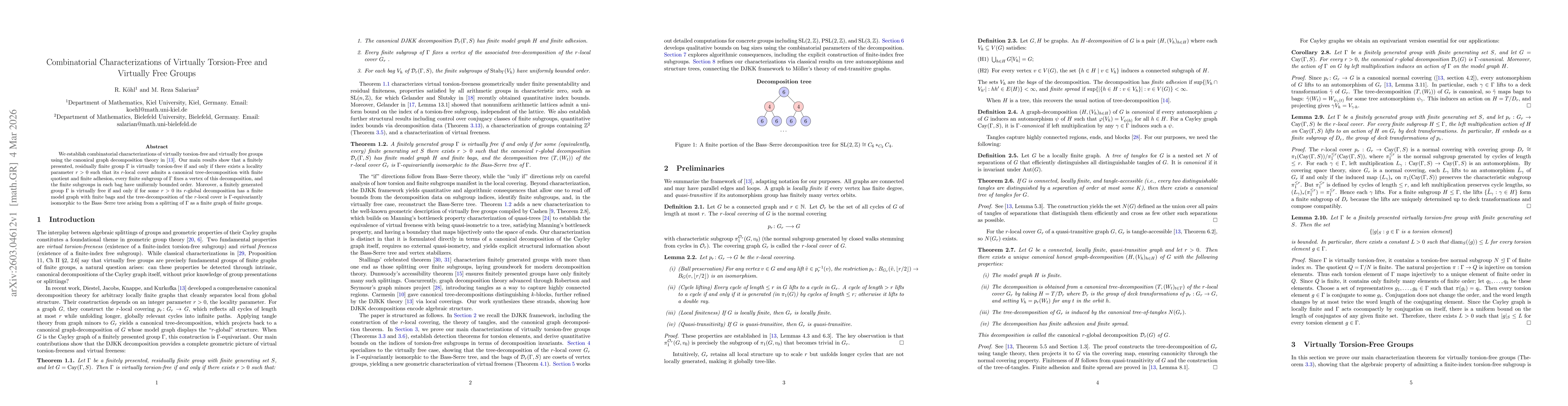 Thumbnail for Combinatorial Characterizations of Virtually Torsion-Free and Virtually Free Groups