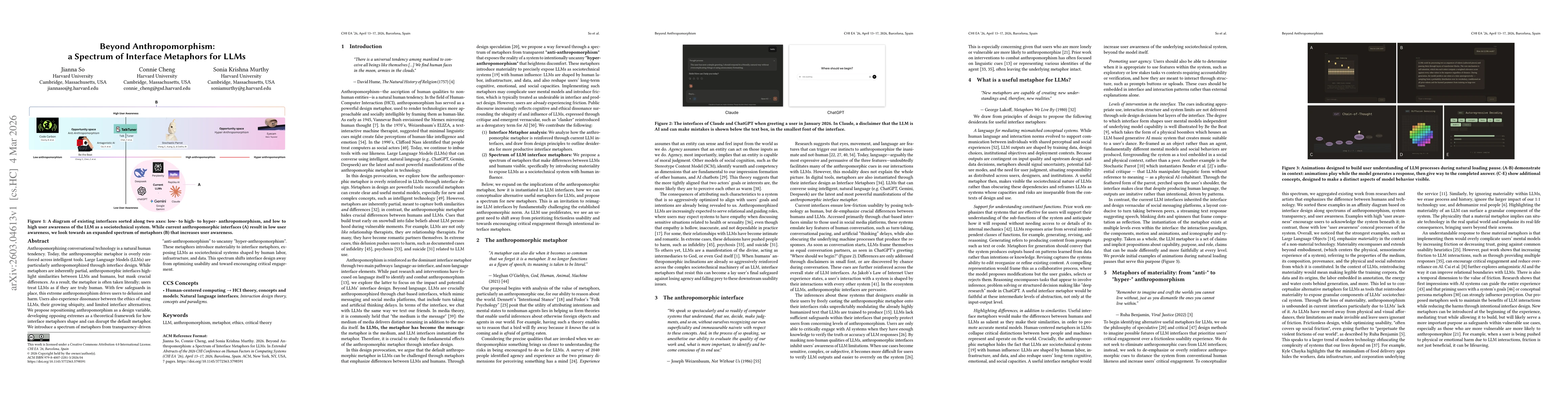Thumbnail for Beyond Anthropomorphism: a Spectrum of Interface Metaphors for LLMs