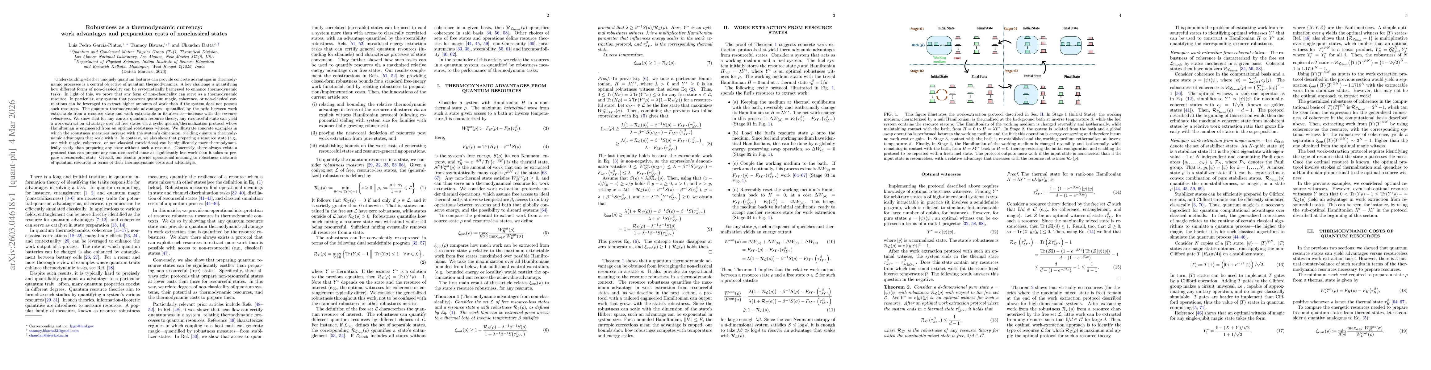 Thumbnail for Robustness as a thermodynamic currency: work advantages and preparation costs of nonclassical states