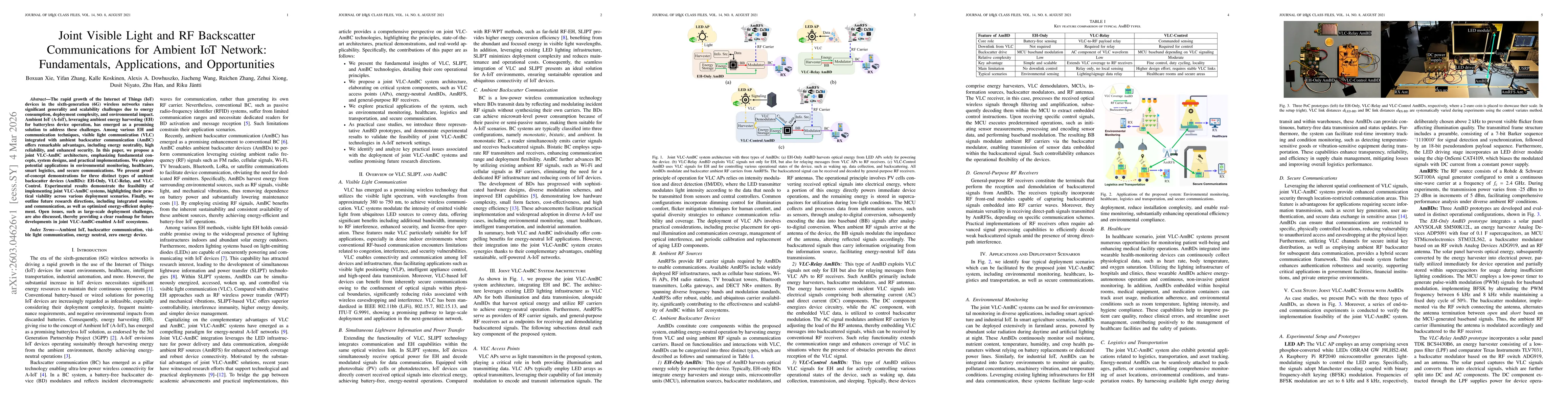 Thumbnail for Joint Visible Light and RF Backscatter Communications for Ambient IoT Network: Fundamentals, Applications, and Opportunities