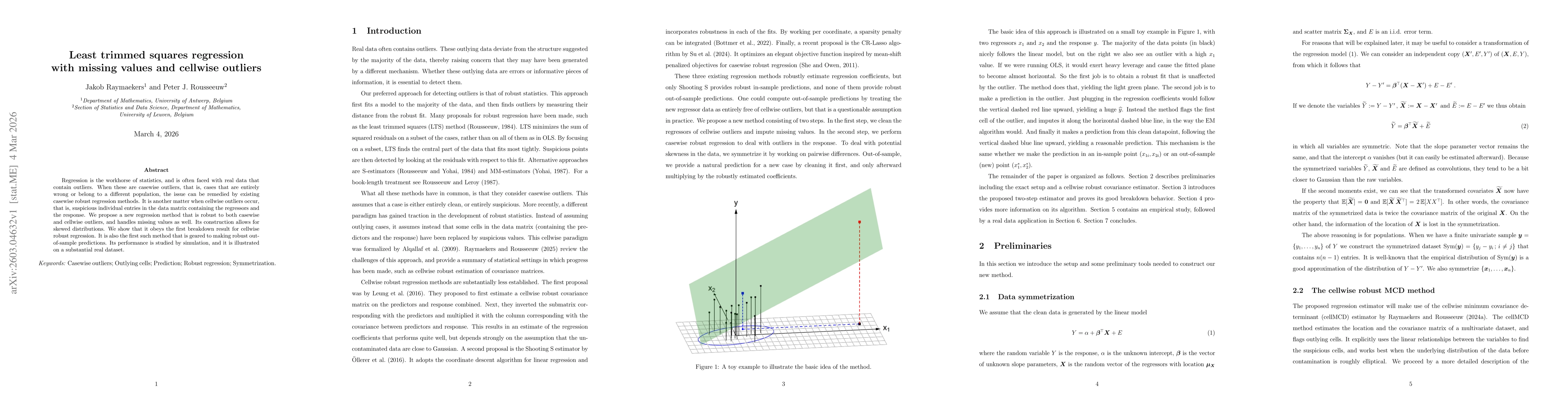 Thumbnail for Least trimmed squares regression with missing values and cellwise outliers
