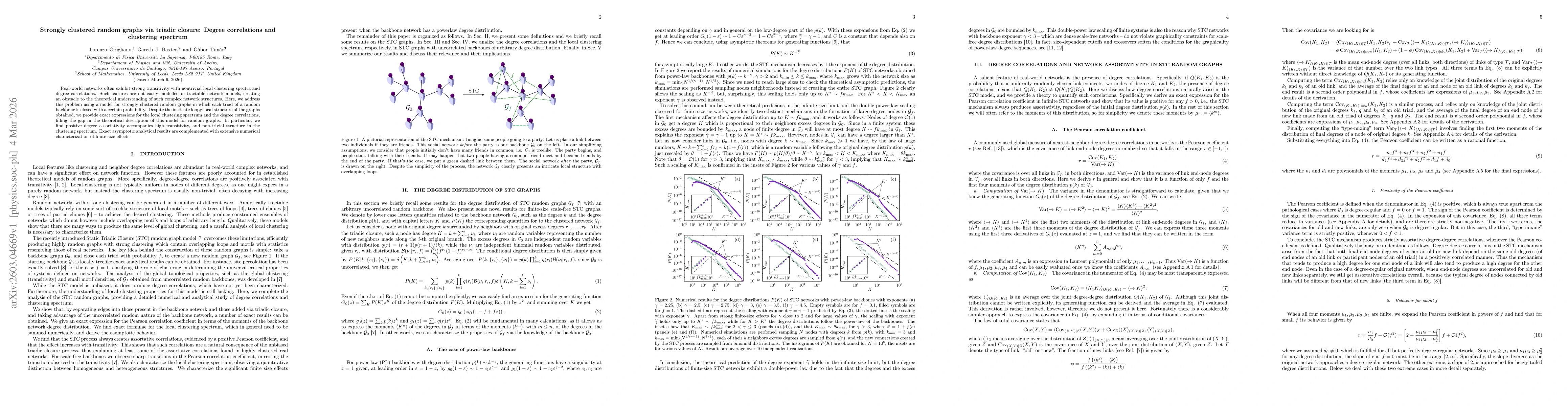 Thumbnail for Strongly clustered random graphs via triadic closure: Degree correlations and clustering spectrum