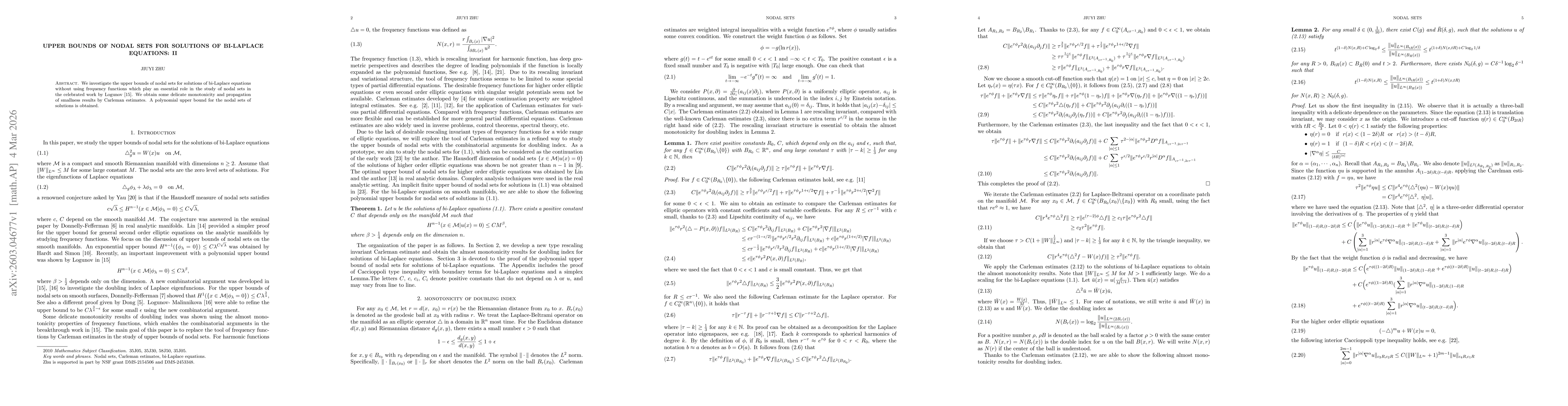 Thumbnail for Upper bounds of nodal sets for solutions of bi-Laplace equations: II