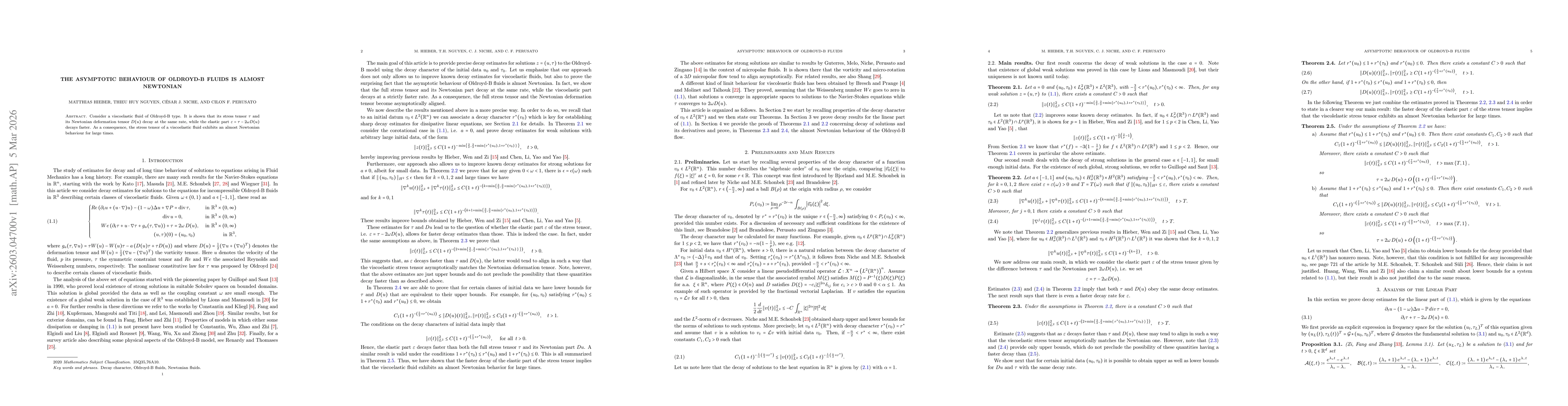Thumbnail for The Asymptotic Behaviour of Oldroyd-B Fluids is Almost Newtonian