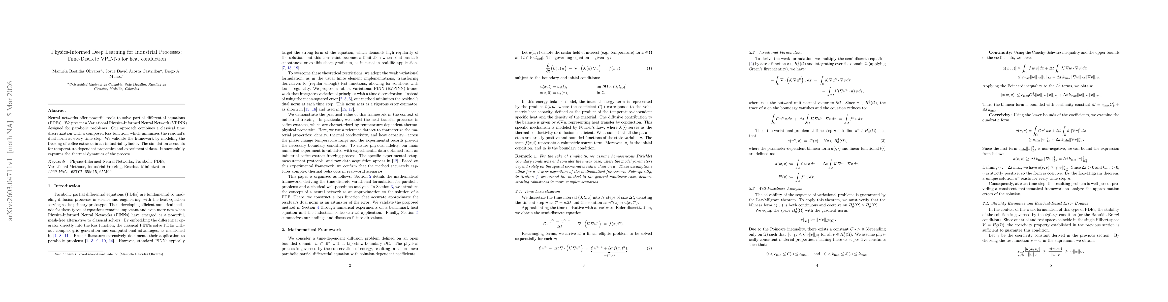 Thumbnail for Physics-Informed Deep Learning for Industrial Processes: Time-Discrete VPINNs for heat conduction