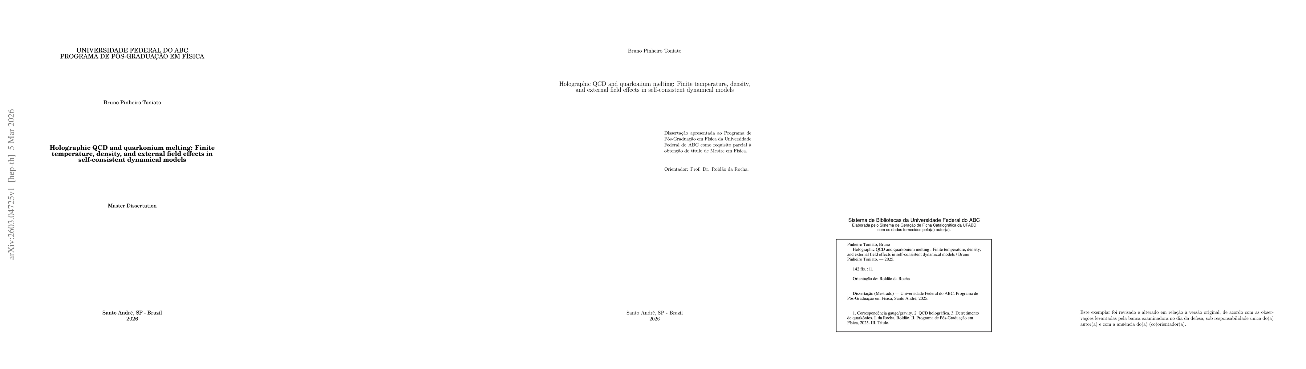 Thumbnail for Holographic QCD and quarkonium melting: Finite temperature, density, and external field effects in self-consistent dynamical models
