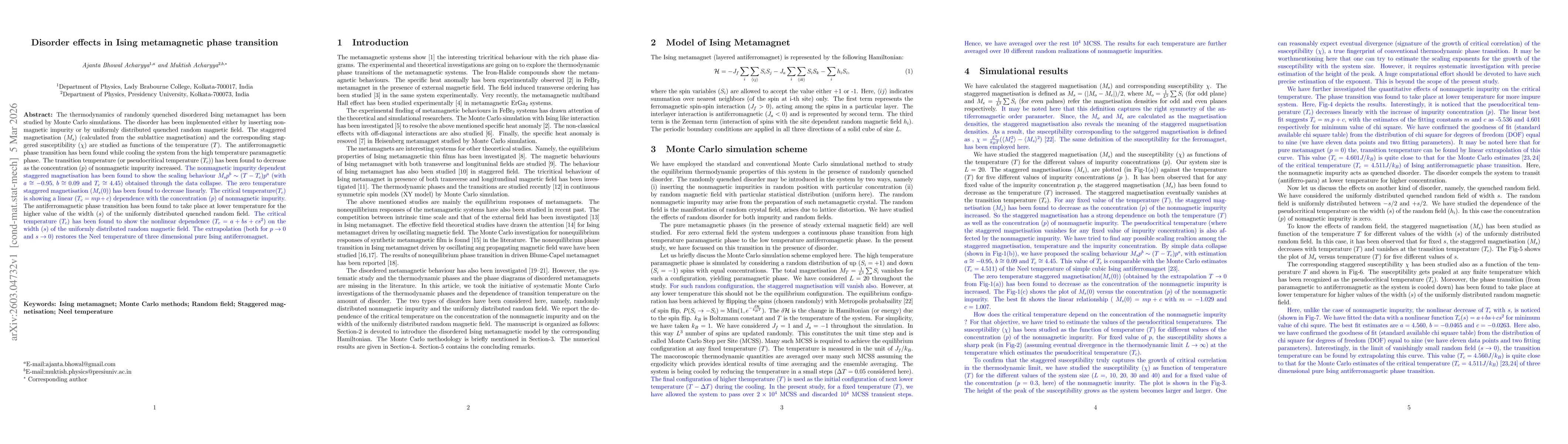 Thumbnail for Disorder effects in Ising metamagnetic phase transition