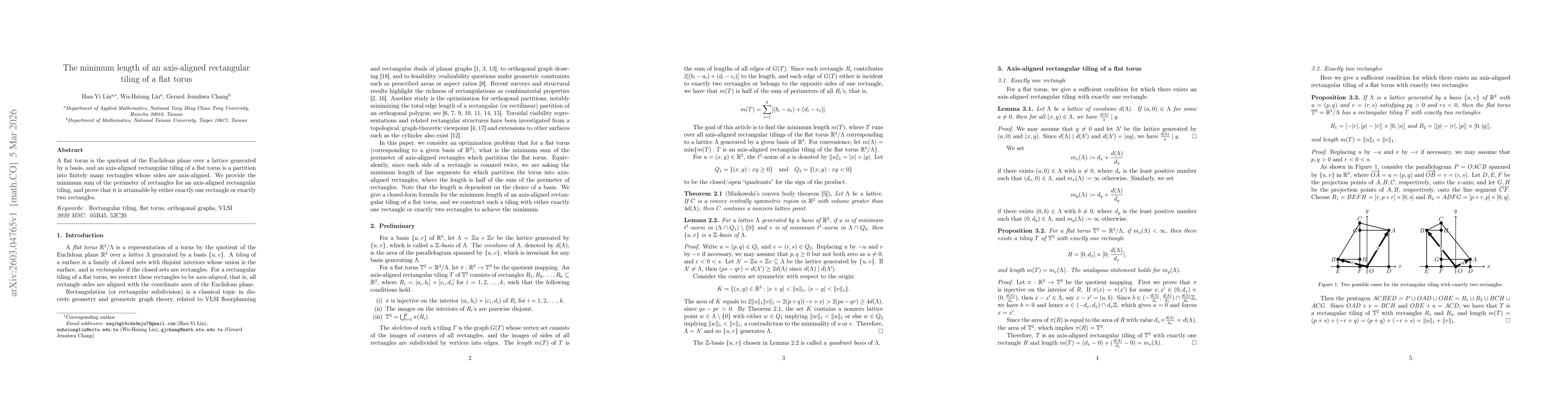 Thumbnail for The minimum length of an axis-aligned rectangular tiling of a flat torus
