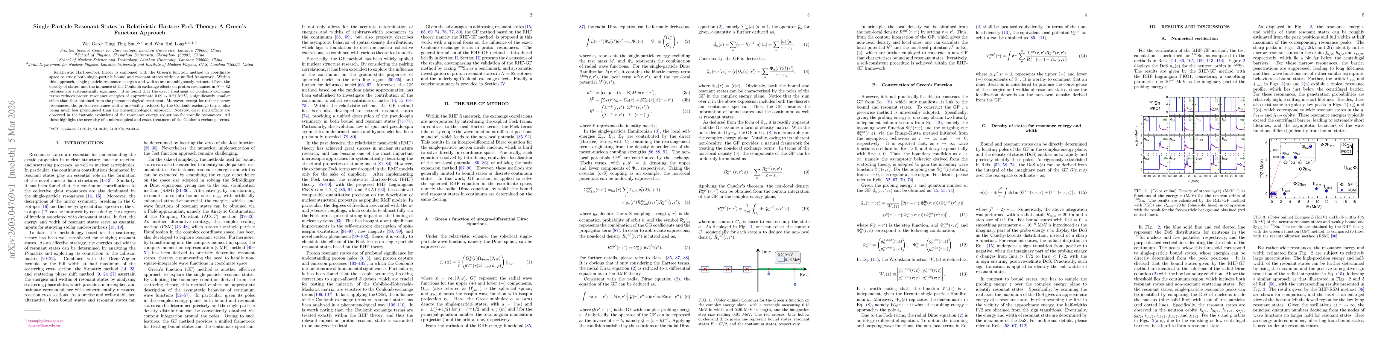 Thumbnail for Single-Particle Resonant States in Relativistic Hartree-Fock Theory: A Green's Function Approach