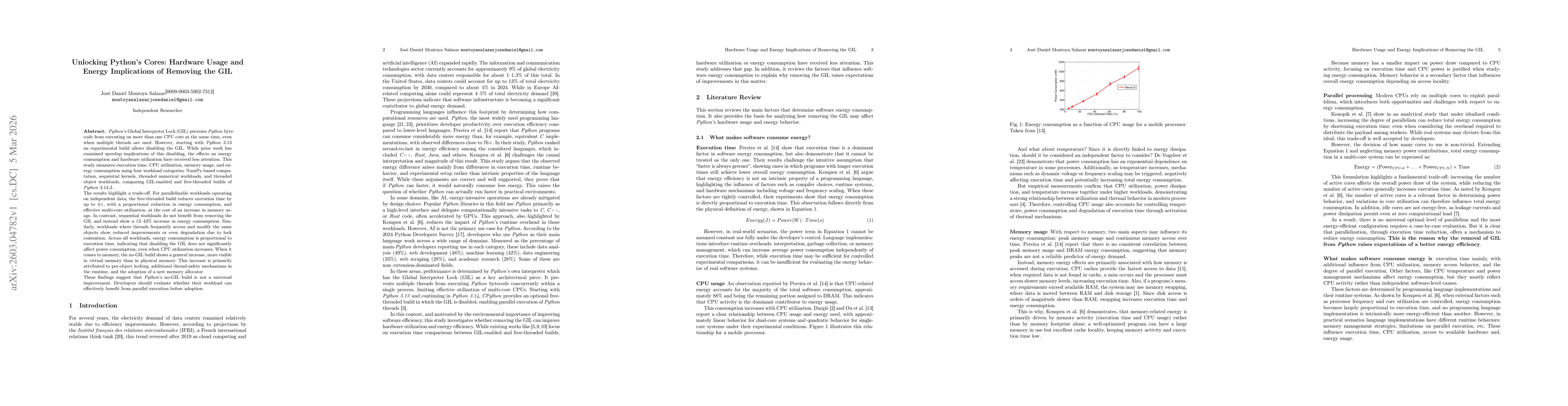 Thumbnail for Unlocking Python's Cores: Hardware Usage and Energy Implications of Removing the GIL