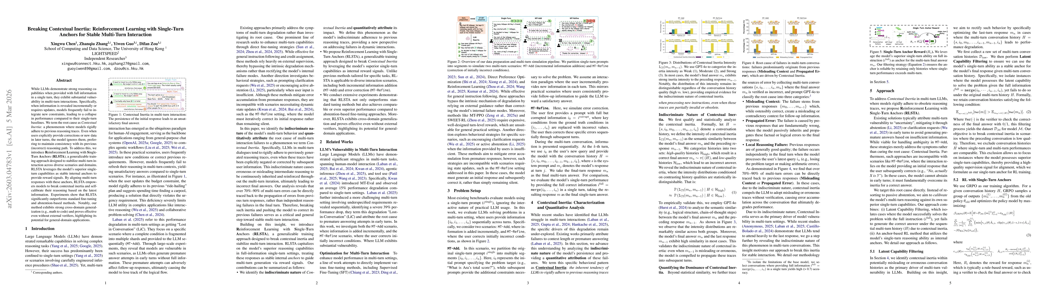 Thumbnail for Breaking Contextual Inertia: Reinforcement Learning with Single-Turn Anchors for Stable Multi-Turn Interaction