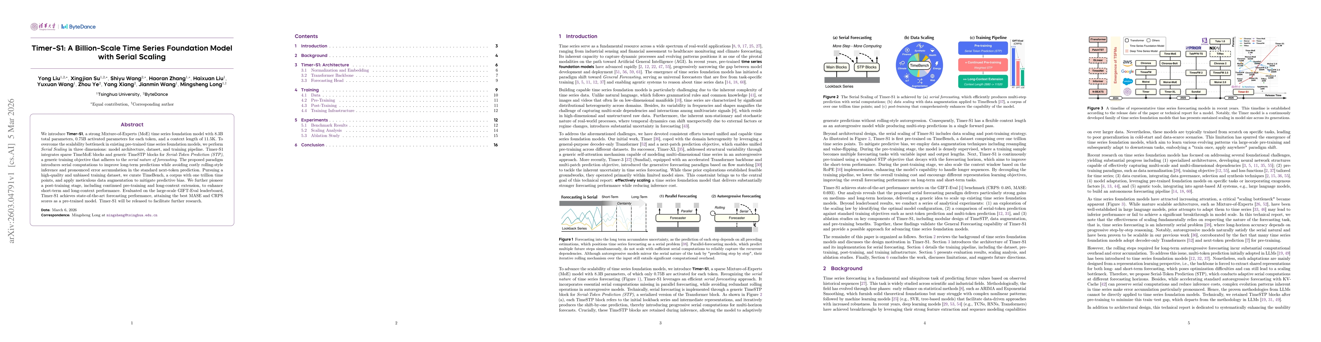 Thumbnail for Timer-S1: A Billion-Scale Time Series Foundation Model with Serial Scaling