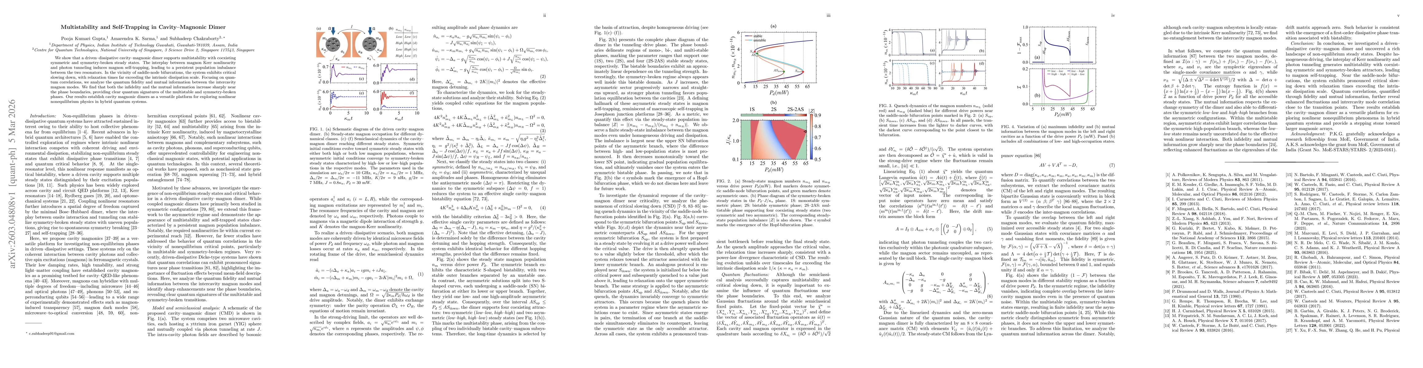 Thumbnail for Multistability and Self-Trapping in Cavity-Magnonic Dimer