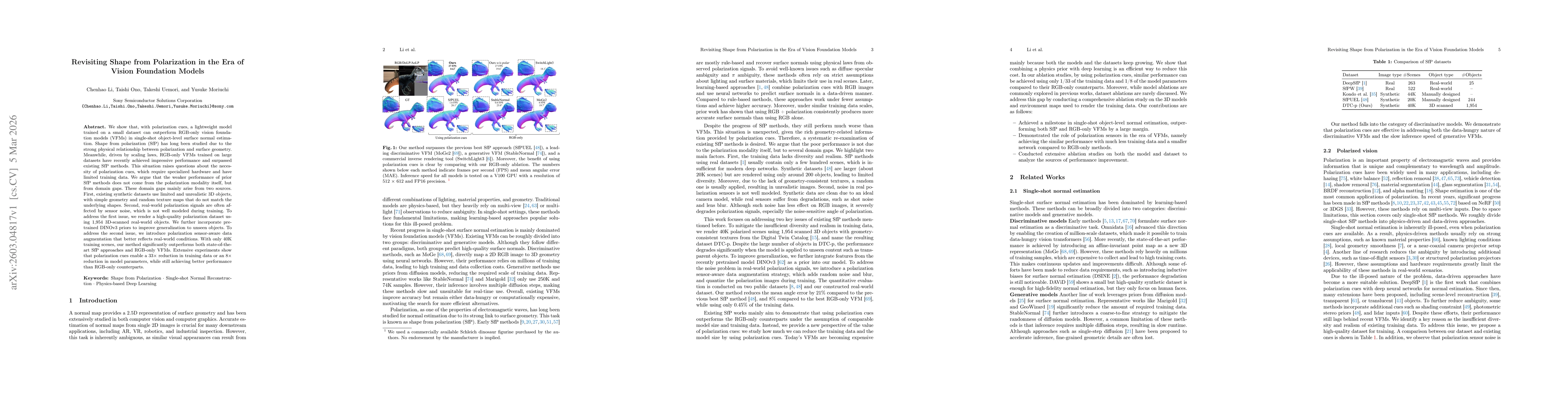 Thumbnail for Revisiting Shape from Polarization in the Era of Vision Foundation Models