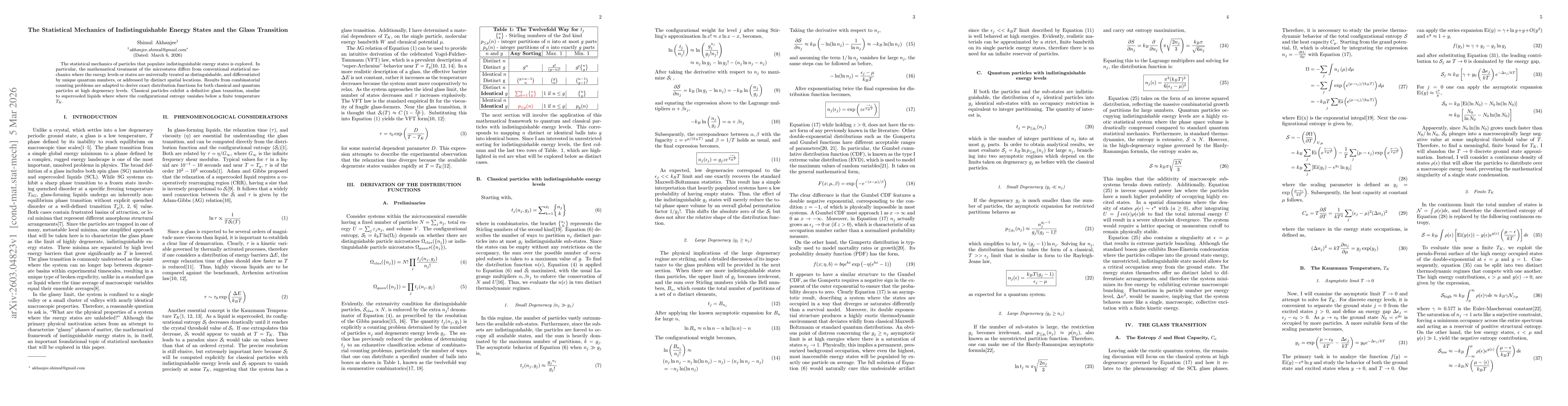 Thumbnail for The Statistical Mechanics of Indistinguishable Energy States and the Glass Transition